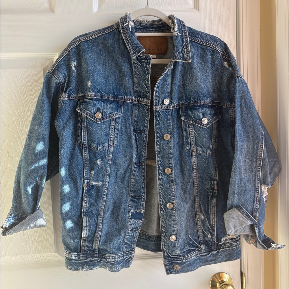 AE Distressed Blue Denim Jacket